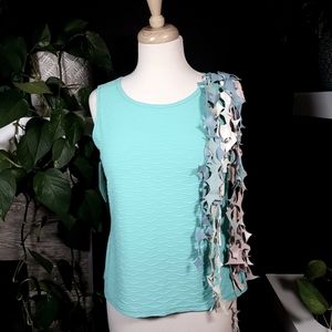 Made in Canada Unique tank top with leather shoulder piece